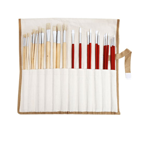 Image of 24 Piece Paint Brush Set With Canvas Bag