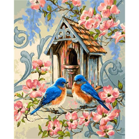 Image of Bluebirds of Happiness – Canvastly DIY Paint By Numbers - no