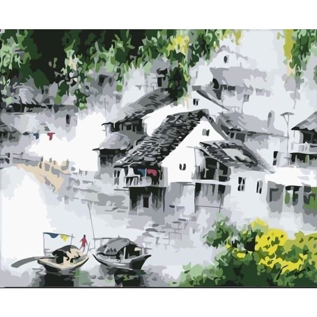 Chinese Town - Canvastly DIY Paint By Numbers - 40CMx50cm no