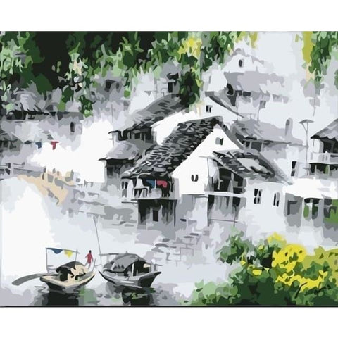Image of Chinese Town - Canvastly DIY Paint By Numbers - 40CMx50cm no