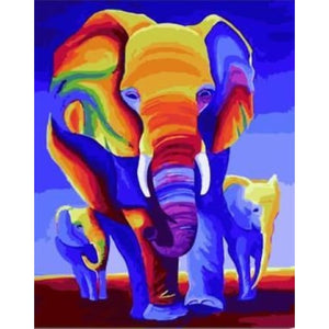 Colorful Elephant Family – Canvastly DIY Paint By Numbers - 