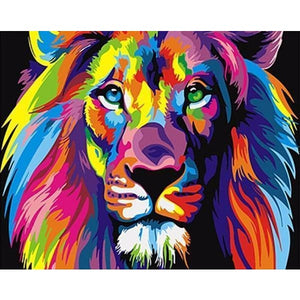 Colorful Lion - Canvastly DIY Paint By Numbers - 