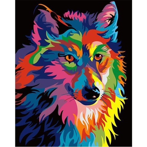 Image of Colorful Wolf – Canvastly DIY Paint By Numbers - 