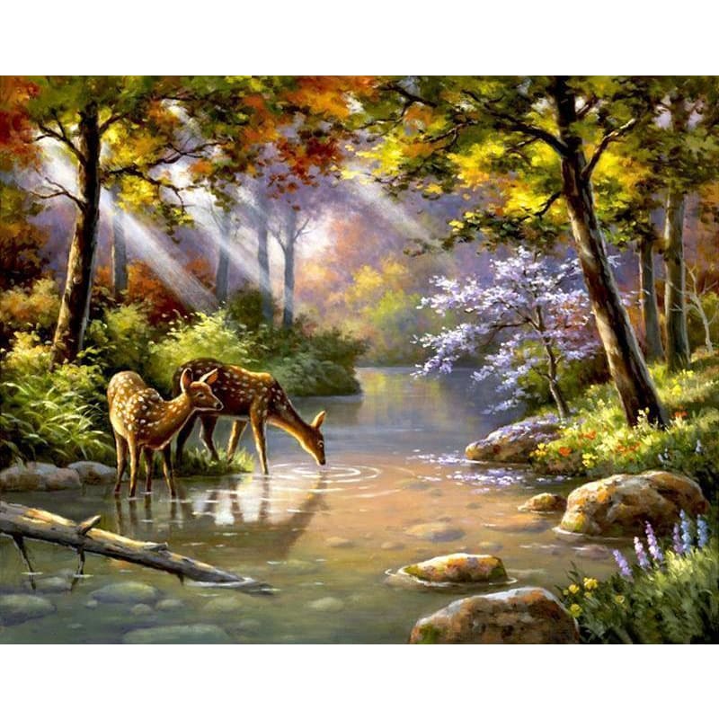 Deer Landscape - Canvastly DIY Paint By Numbers - 
