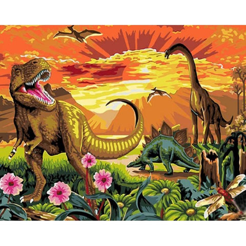 Image of Dinosaurs - Canvastly DIY Paint By Numbers - 40x50cm/16x20’’