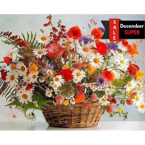 Image of Flowers Basket - Canvastly DIY Paint By Numbers - 