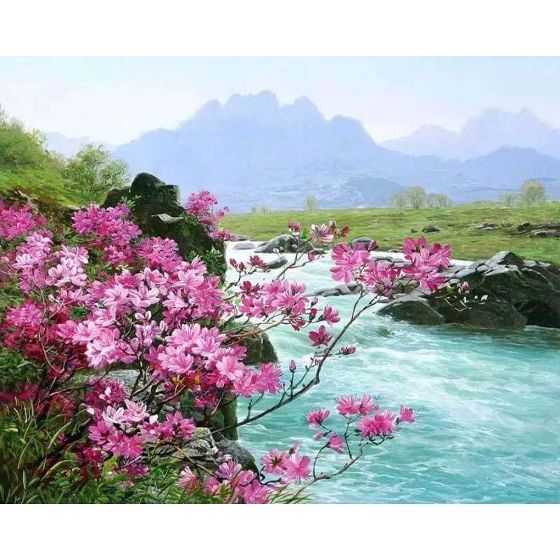 Flowers By The River - Canvastly DIY Paint By Numbers - 