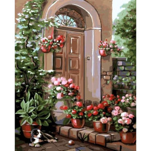 Geraniums at the Door – Canvastly DIY Paint By Numbers - 