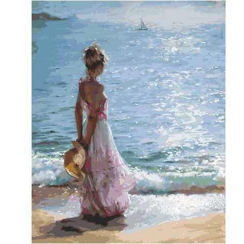 Image of Girl By The Sea - Canvastly DIY Paint By Numbers - 