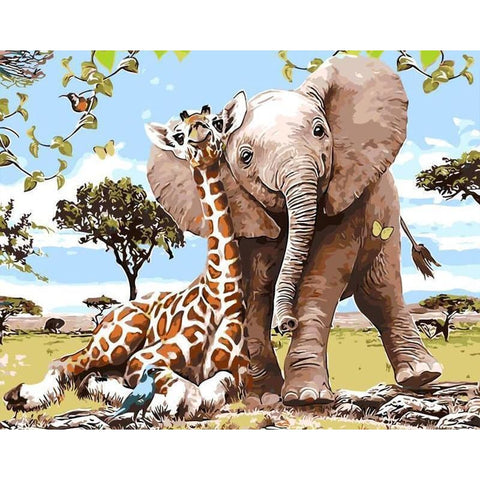 Image of Happy Safari Animals - Canvastly DIY Paint By Numbers - 