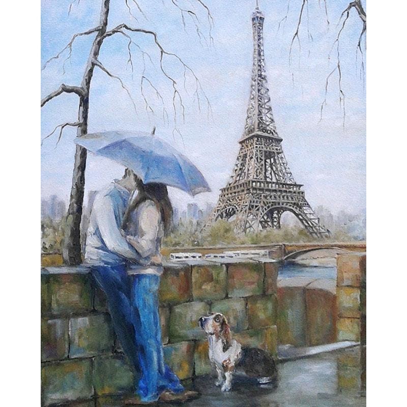 Kiss By The Eiffel - Canvastly DIY Paint By Numbers - 