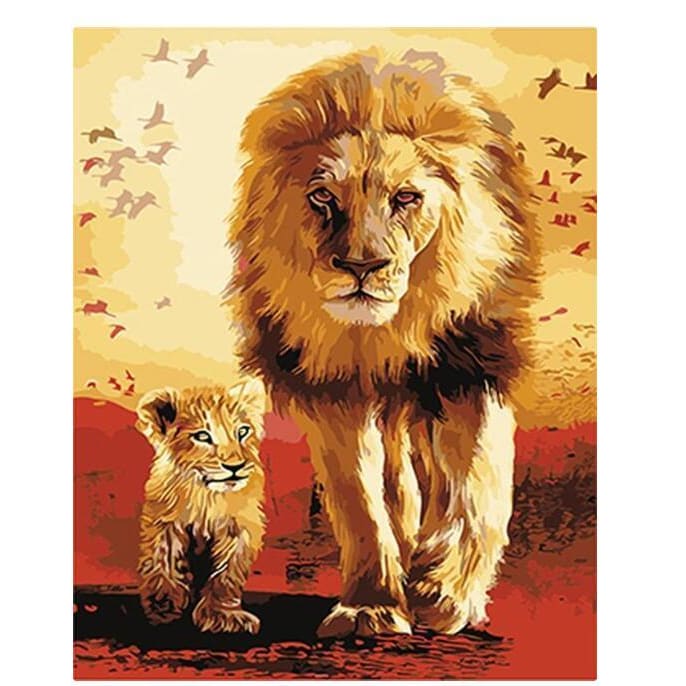 Lion Family - Canvastly DIY Paint By Numbers - 