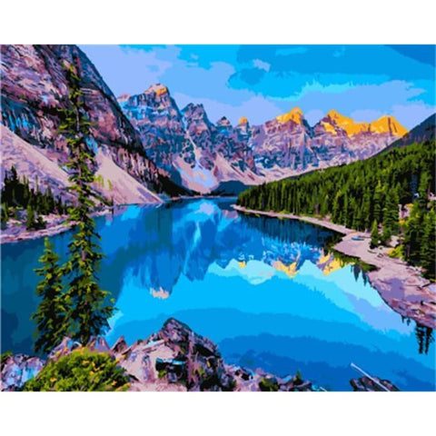 Image of Mountain Lake – Canvastly DIY Paint By Numbers - 