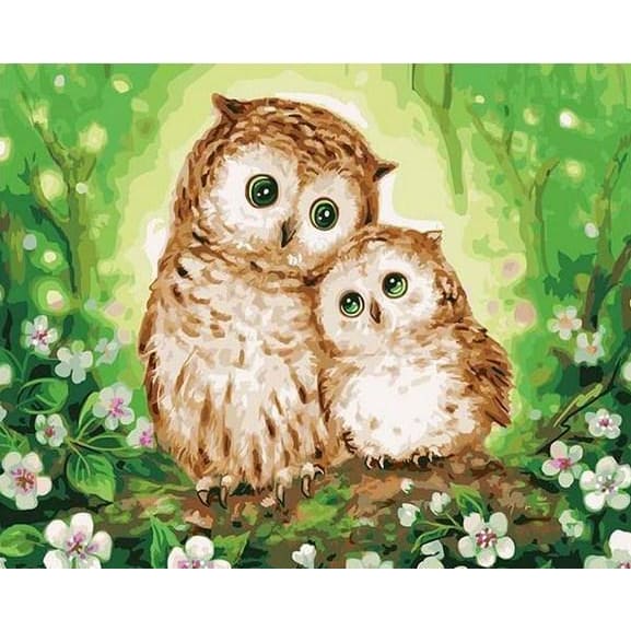 Owl Family - Canvastly DIY Paint By Numbers - 