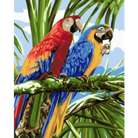 Image of Parrots – Canvastly DIY Paint By Numbers - 40X50cm/16X20’’ -