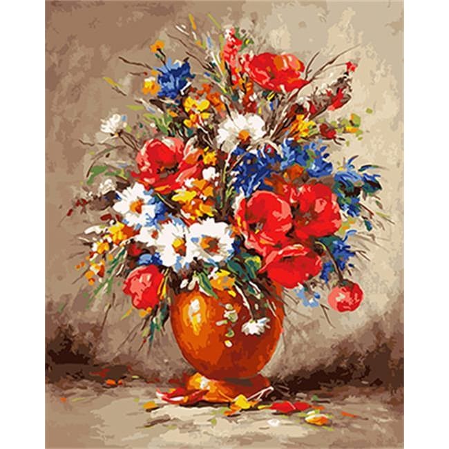 Poppies in a Vase – Canvastly DIY Paint By Numbers - 