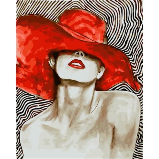 Red Brimmed Hat – Canvastly DIY Paint By Numbers - 
