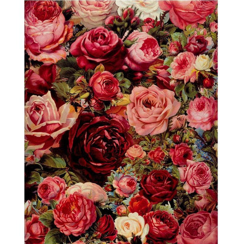 Image of Red Vintage Flowers - Canvastly DIY Paint By Numbers - 
