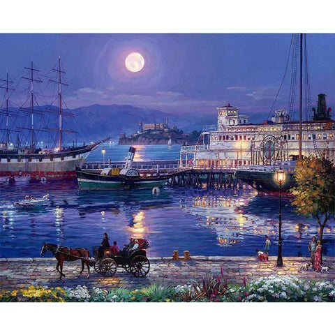 Image of Seaside Night - Canvastly DIY Paint By Numbers - 