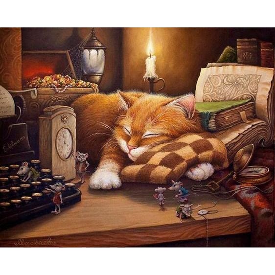 Sleeping Cat - Canvastly DIY Paint By Numbers - 