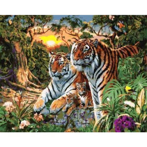 Tiger Family - Canvastly DIY Paint By Numbers - 