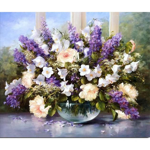 Violet Flowers - Canvastly DIY Paint By Numbers - 