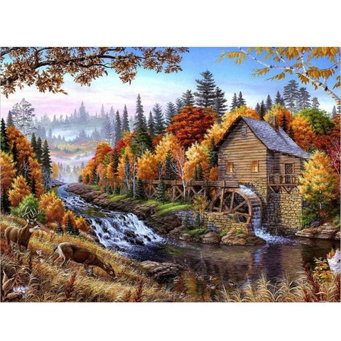 Image of Water Mill - Canvastly DIY Paint By Numbers - 