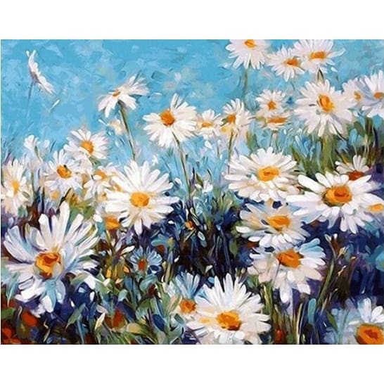 White Flowers - Canvastly DIY Paint By Numbers - 