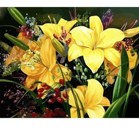 Image of Yellow Lilies – Canvastly DIY Painting By Numbers - 